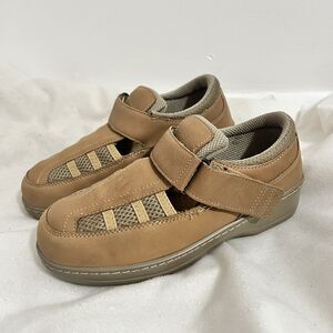 Orthofeet Shoes Womens Size 7 Wide Comfort Walking Fisher Strap Casual Leather
